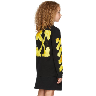 Shop Off-white Kids Script Logo Long Sleeve T-shirt In Black/yellow