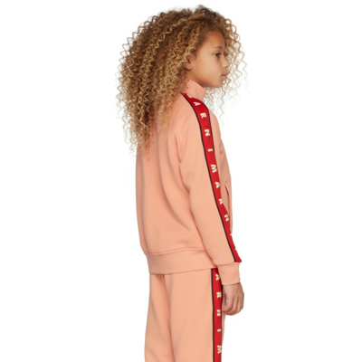 Shop Marni Kids Orange Logo Tape Zip Sweatshirt In Shrimp Pink 0m323