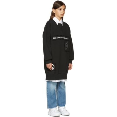 Shop Mm6 Maison Margiela Kids Black Hand Logo Dress Sweatshirt In M6900 Black