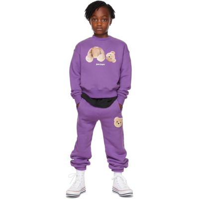Shop Palm Angels Kids Purple Bear Sweatshirt In Purple Brown