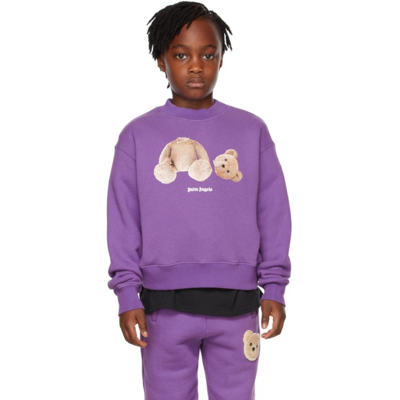 Shop Palm Angels Kids Purple Bear Sweatshirt In Purple Brown