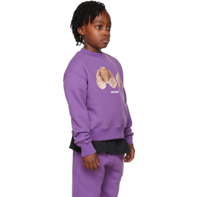 Shop Palm Angels Kids Purple Bear Sweatshirt In Purple Brown