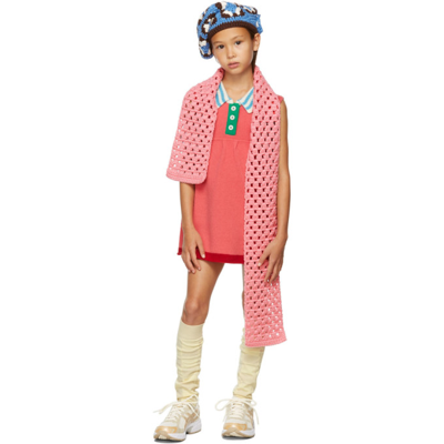 Shop Ligne Noire Kids Pink Virgin Wool Sleeveless Little Dress In Peach