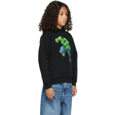 Shop Balenciaga Kids Black & Green Hulk Hoodie In 1077 Black/green