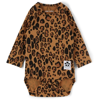 Shop Mini Rodini Baby Tan Basic Leopard Bodysuit