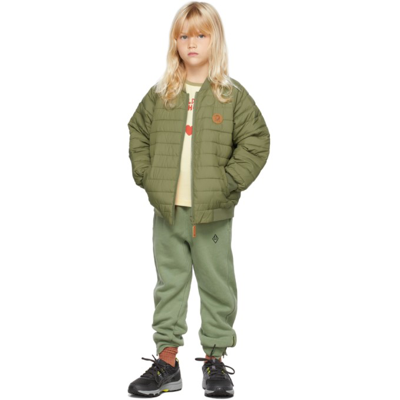 Mini Rodini Kids Reversible Green Beaver Insulator Jacket In Green