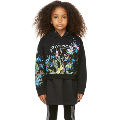 Shop Givenchy Kids Black Cropped Hoodie In 09b Black