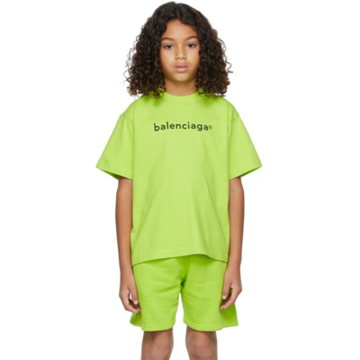 Shop Balenciaga Kids Green & Black Copyright T-shirt In 7072 Lime/black