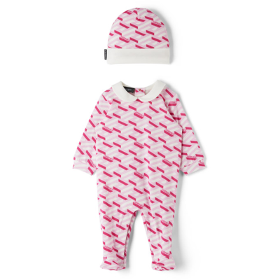 Shop Versace Baby Pink La Greca Grow Bodysuit Set In 5p150 Fuxia+pink