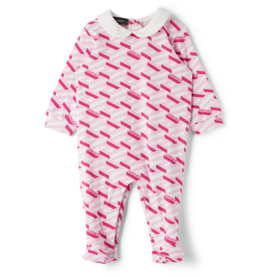 Shop Versace Baby Pink La Greca Grow Bodysuit Set In 5p150 Fuxia+pink