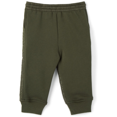 Shop Burberry Baby Khaki Quilted Timothie Lounge Pants In Moss Green