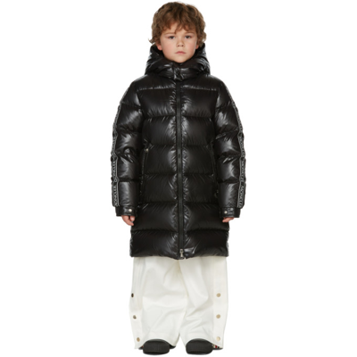 Shop Moncler Kids Black Down Hakki Long Puffer Jacket In 999 Black