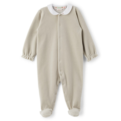 Shop Bonpoint Baby Velvet Tintina Pyjama Bodysuit In 109 Upb Mastic