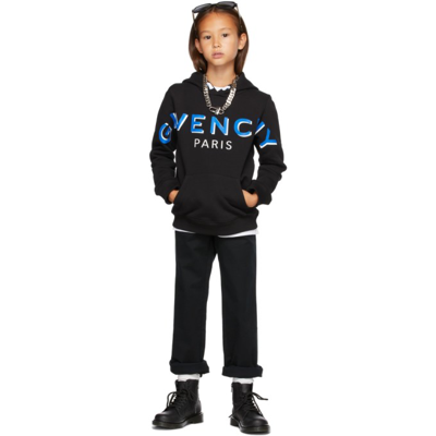 Shop Givenchy Kids Black Large Logo Hoodie In 09b Black