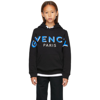 Shop Givenchy Kids Black Large Logo Hoodie In 09b Black