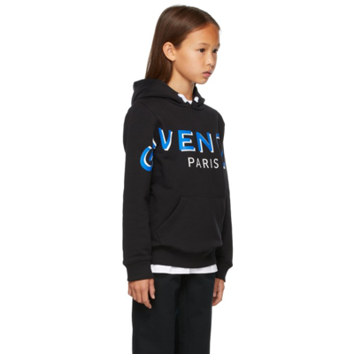 Shop Givenchy Kids Black Large Logo Hoodie In 09b Black