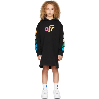 Shop Off-white Kids Rounded Hoodie Dress In Black/multi