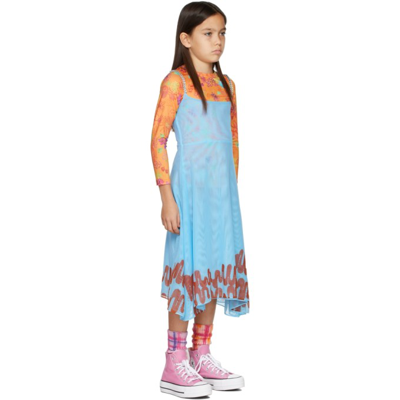 Shop Collina Strada Ssense Exclusive Kids Blue Rhinestone Market Dress In Mask Blue Loopy