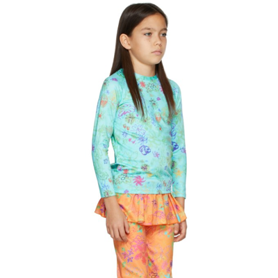Shop Collina Strada Ssense Exclusive Kids Blue Swim Long Sleeve T-shirt In Turquoise Daisy Dood