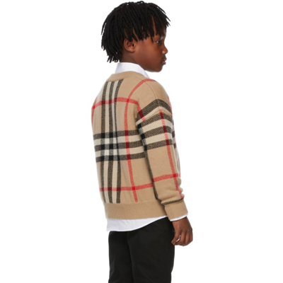 Shop Burberry Kids Beige Cashmere Denny Sweater In Archive Beige Ip Chk