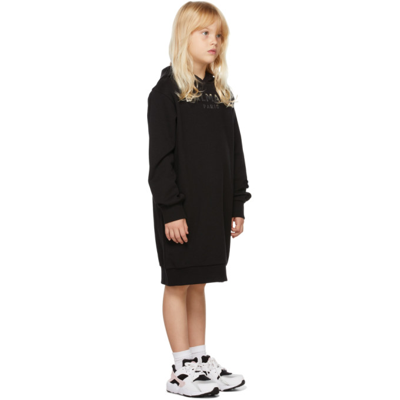 Shop Balmain Kids Black & Silver Logo Hoodie Dress In 930 Black
