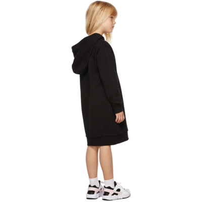 Shop Balmain Kids Black & Silver Logo Hoodie Dress In 930 Black