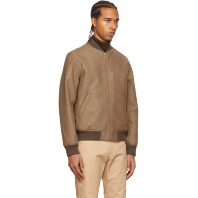 Shop Apc Beige Wool Mathieu Bomber Jacket In Bac Dark Beige