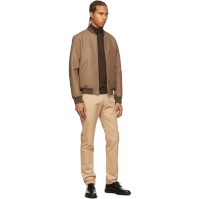 Shop Apc Beige Wool Mathieu Bomber Jacket In Bac Dark Beige