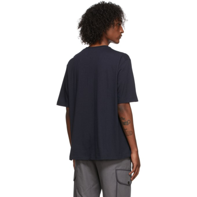Shop Jil Sander Navy Embroidered Logo T-shirt In 401 Dark Blue