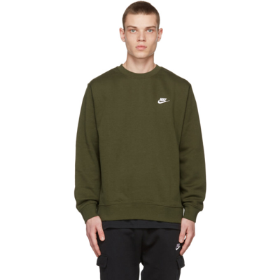 Shop Nike Green Sportswear Club Sweatshirt In 327 Rough Green/whit