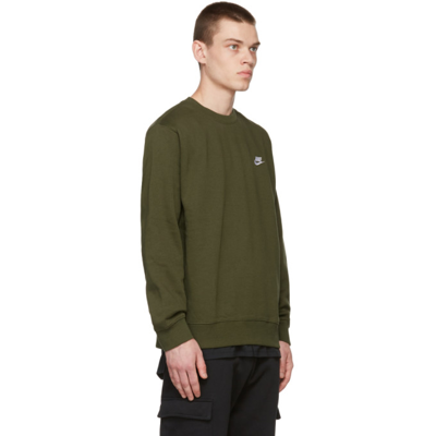 Shop Nike Green Sportswear Club Sweatshirt In 327 Rough Green/whit