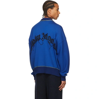 Shop Palm Angels Blue Bear Sweater In Blue Brown