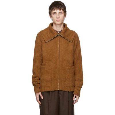 Shop Bed J.w. Ford Tan Sailor Collar Cardigan In Camel