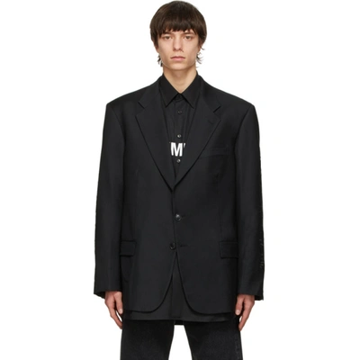 Shop Vetements Black Gothic Logo Tailored Blazer In Black 14620095