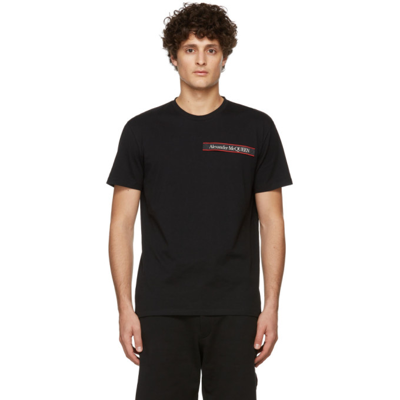 Shop Alexander Mcqueen Black Selvedge Logo Tape T-shirt In 0901 Black/