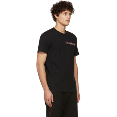Shop Alexander Mcqueen Black Selvedge Logo Tape T-shirt In 0901 Black/