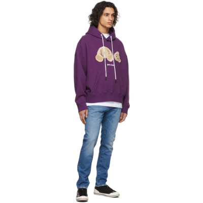 Shop Palm Angels Purple Bear Hoodie