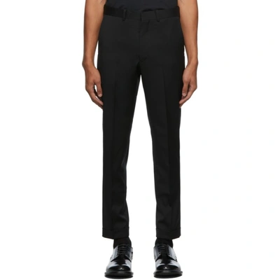 Wool Slim Tapered Trousers In Black