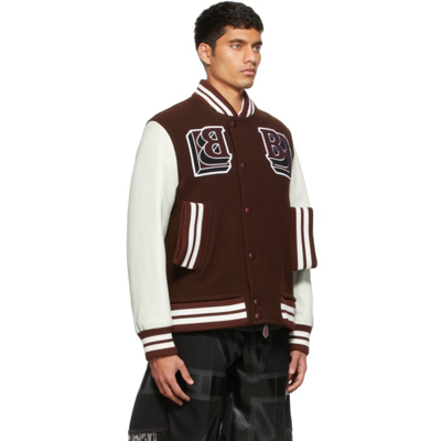 Shop Burberry Burgundy Leather Sleeve Jacket In Miscellaneous