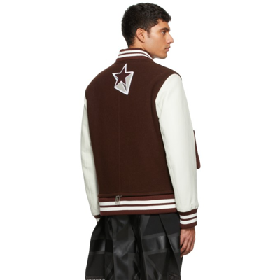 Shop Burberry Burgundy Leather Sleeve Jacket In Miscellaneous