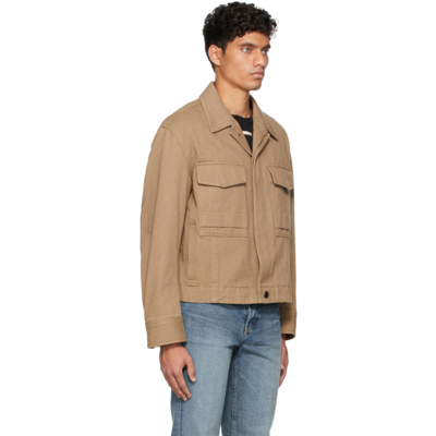 Shop Solid Homme Beige Cotton Twill Overshirt Jacket In Mud 400d