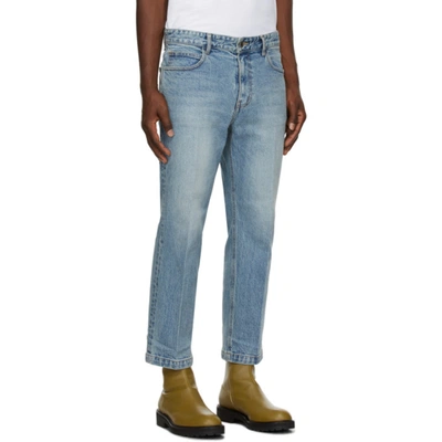 Shop Solid Homme Semi-wide Cropped Jeans In Blue 682l