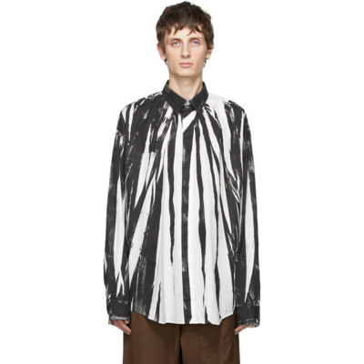 Shop Johnlawrencesullivan Black & White Graphic Shirt In Black/white