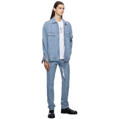 Shop Givenchy Blue Regular Fit 4g Jacquard Jeans In 452-light Blue