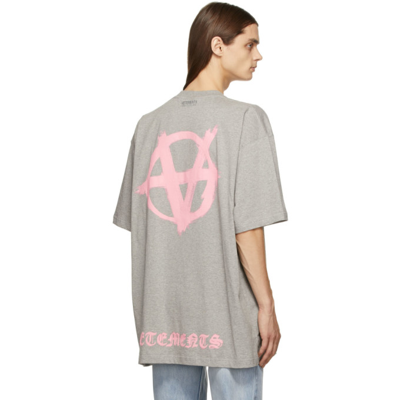 Vetements Anarchy Logo-print Cotton T-shirt In Grey Mélange/baby