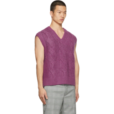 Shop We11 Done Brushed Cable Knit Vest In Purple