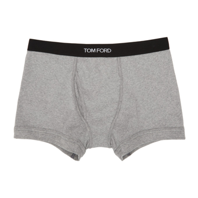 Shop Tom Ford Two-pack Grey Jersey Boxer Briefs In 020 Grey