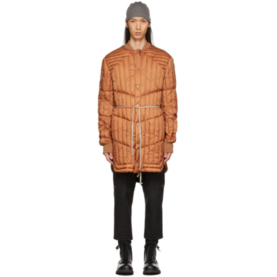Shop Rick Owens Orange Down Liner Coat In 33 Rust