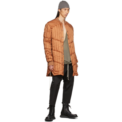 Shop Rick Owens Orange Down Liner Coat In 33 Rust