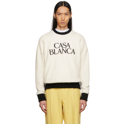 Shop Casablanca Black & Off-white Colorblock Embroidered Sweatshirt In Off White